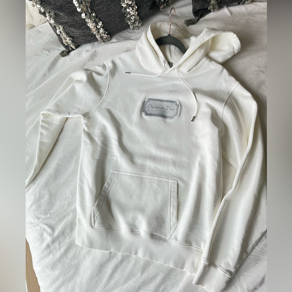 NEW w/Tags Men’s Christian Dior Couture White and Baby Blue Hoodie Size XS